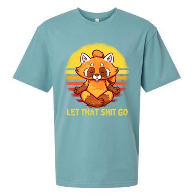 Yoga Red Panda Meditation Gym Giffunny Gift Let That Shit Go Cute Gift Sueded Cloud Jersey T-Shirt