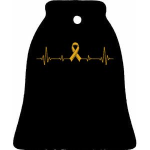 Yellow Ribbon Suicide Prevention Awareness Ceramic Bell Ornament