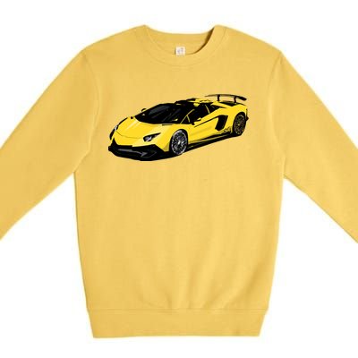 Yellow Racing Sports Car Premium Crewneck Sweatshirt