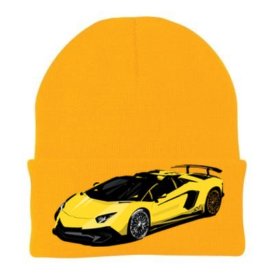 Yellow Racing Sports Car Knit Cap Winter Beanie