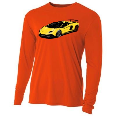 Yellow Racing Sports Car Cooling Performance Long Sleeve Crew