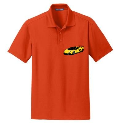 Yellow Racing Sports Car Dry Zone Grid Polo