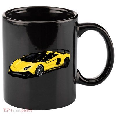 Yellow Racing Sports Car 11oz C Handle Ceramic Mug