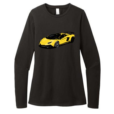 Yellow Racing Sports Car Womens CVC Long Sleeve Shirt