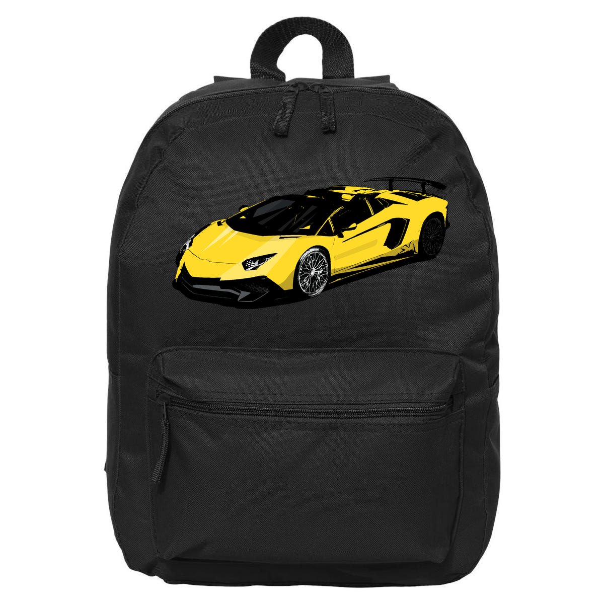 Yellow Racing Sports Car 16 in Basic Backpack