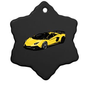 Yellow Racing Sports Car Ceramic Star Ornament