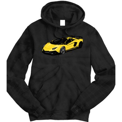 Yellow Racing Sports Car Tie Dye Hoodie