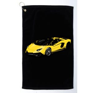 Yellow Racing Sports Car Platinum Collection Golf Towel