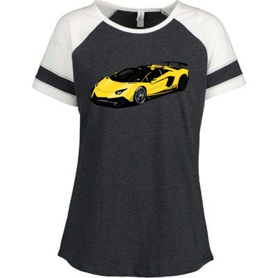 Yellow Racing Sports Car Enza Ladies Jersey Colorblock Tee