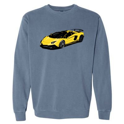 Yellow Racing Sports Car Garment-Dyed Sweatshirt