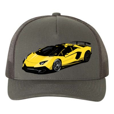 Yellow Racing Sports Car Yupoong Adult 5-Panel Trucker Hat