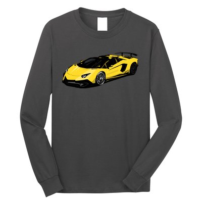 Yellow Racing Sports Car Long Sleeve Shirt