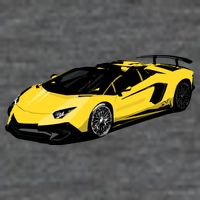 Yellow Racing Sports Car Button