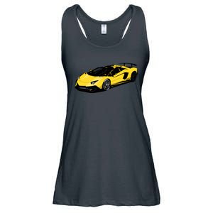 Yellow Racing Sports Car Ladies Essential Flowy Tank