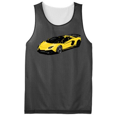 Yellow Racing Sports Car Mesh Reversible Basketball Jersey Tank