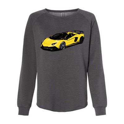 Yellow Racing Sports Car Womens California Wash Sweatshirt