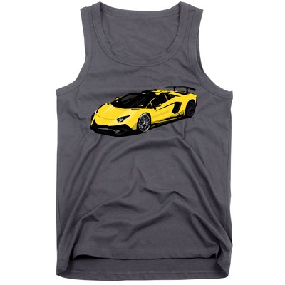 Yellow Racing Sports Car Tank Top