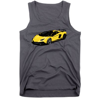 Yellow Racing Sports Car Tank Top