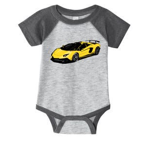 Yellow Racing Sports Car Infant Baby Jersey Bodysuit