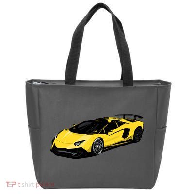 Yellow Racing Sports Car Zip Tote Bag