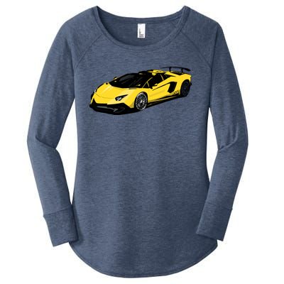 Yellow Racing Sports Car Women's Perfect Tri Tunic Long Sleeve Shirt