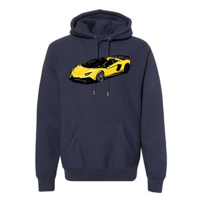 Yellow Racing Sports Car Premium Hoodie