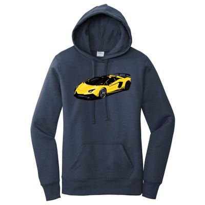 Yellow Racing Sports Car Women's Pullover Hoodie