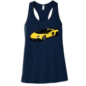 Yellow Racing Sports Car Women's Racerback Tank