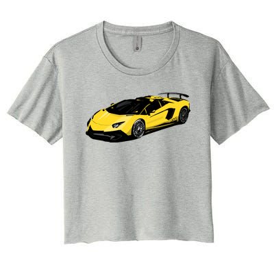 Yellow Racing Sports Car Women's Crop Top Tee