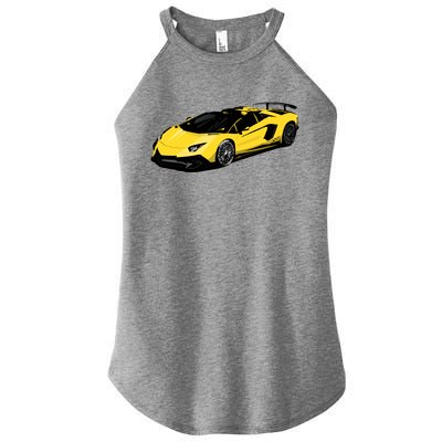 Yellow Racing Sports Car Women’s Perfect Tri Rocker Tank