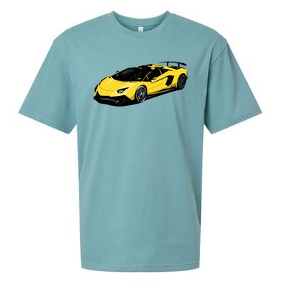 Yellow Racing Sports Car Sueded Cloud Jersey T-Shirt