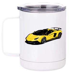 Yellow Racing Sports Car 12 oz Stainless Steel Tumbler Cup