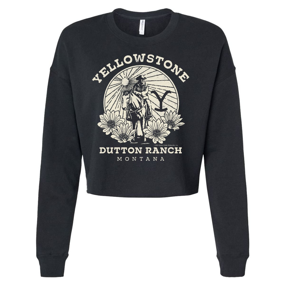 Yellowstone Ranch Solo Horseback Rider Cropped Pullover Crew