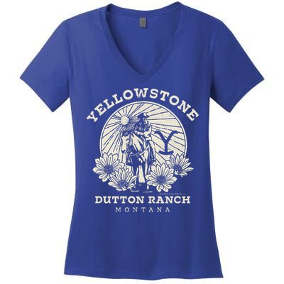 Yellowstone Ranch Solo Horseback Rider Women's V-Neck T-Shirt