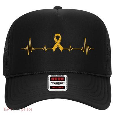 Yellow Ribbon Suicide Prevention Awareness High Crown Mesh Back Trucker Hat