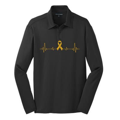 Yellow Ribbon Suicide Prevention Awareness Silk Touch Performance Long Sleeve Polo