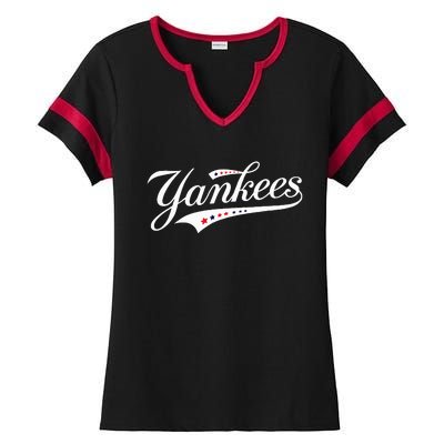 Y.A.N.K.E.E.S. Retro Style Name Ladies Halftime Notch Neck Tee