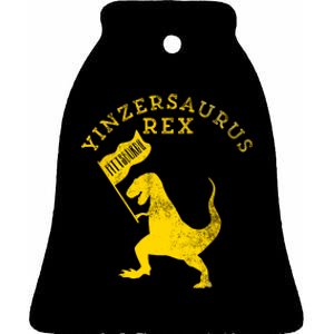 Yinzersaurus Rex Trex Funny Pittsburgh Yinzer Dinosaur Gift Ceramic Bell Ornament