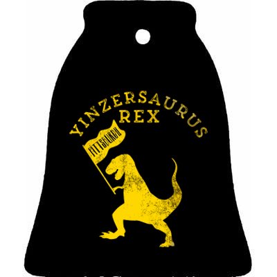 Yinzersaurus Rex Trex Funny Pittsburgh Yinzer Dinosaur Gift Ceramic Bell Ornament