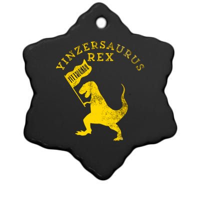 Yinzersaurus Rex Trex Funny Pittsburgh Yinzer Dinosaur Gift Ceramic Star Ornament