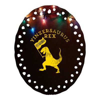 Yinzersaurus Rex Trex Funny Pittsburgh Yinzer Dinosaur Gift Ceramic Oval Ornament