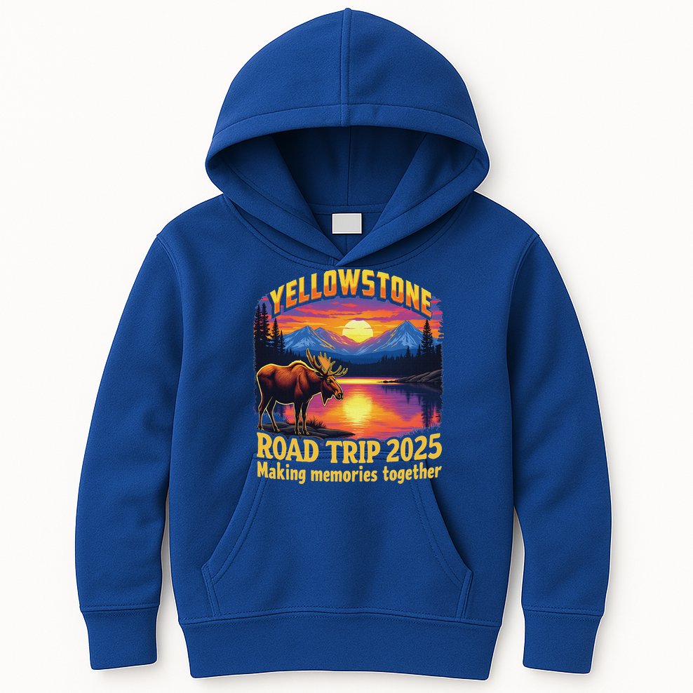 Yellowstone Road Trip 2025 Family National Park Kids Hoodie