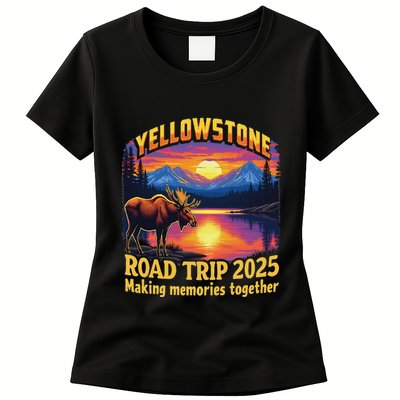 Yellowstone Road Trip 2025 Family National Park Outdoor Womens T-Shirt