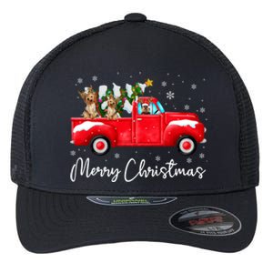 Yorkie Red Truck Christmas Funny Gift Santa Hat Dog Xmas Funny Gift Flexfit Unipanel Trucker Cap