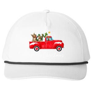 Yorkie Red Truck Christmas Funny Gift Santa Hat Dog Xmas Funny Gift Snapback Five-Panel Rope Hat