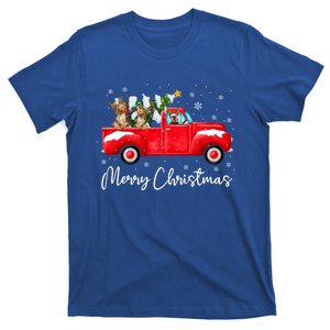 Yorkie Red Truck Christmas Funny Gift Santa Hat Dog Xmas Funny Gift T-Shirt