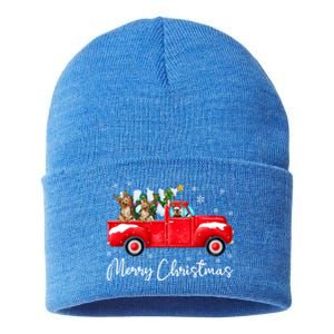 Yorkie Red Truck Christmas Funny Gift Santa Hat Dog Xmas Funny Gift Sustainable Knit Beanie