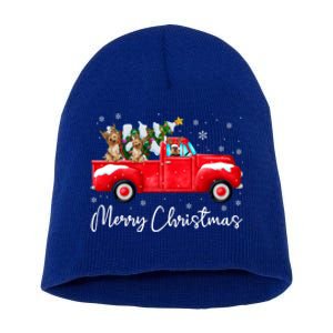 Yorkie Red Truck Christmas Funny Gift Santa Hat Dog Xmas Funny Gift Short Acrylic Beanie