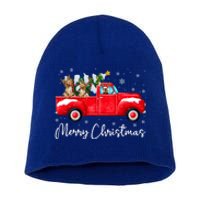 Yorkie Red Truck Christmas Funny Gift Santa Hat Dog Xmas Funny Gift Short Acrylic Beanie