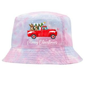 Yorkie Red Truck Christmas Funny Gift Santa Hat Dog Xmas Funny Gift Tie-Dyed Bucket Hat